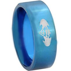 COI Blue Tungsten Carbide Super Man Bat Man Ring-TG4227