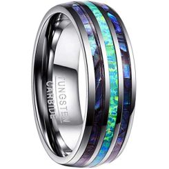 COI Tungsten Carbide Crushed Opal & Abalone Shell Dome Ring-TG4445