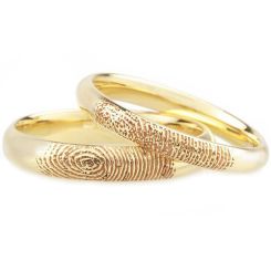 COI Gold Tungsten Carbide Ring With Custom Fingerprint-TG4559