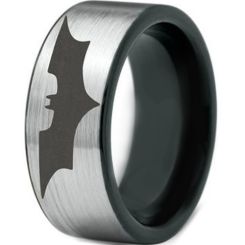 *COI Tungsten Carbide Black Silver Bat Man Ring-TG4570