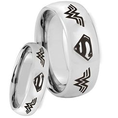 **COI Tungsten Carbide Super Man Wonder Women Ring-TG4655