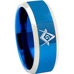 *COI Tungsten Carbide Masonic Beveled Edges Ring-TG4685