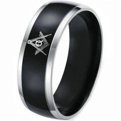 *COI Tungsten Carbide Masonic Beveled Edges Ring-TG5155