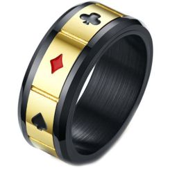 COI Titanium Black Gold Tone Ace of Spade Ring-5225