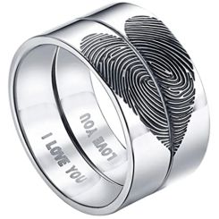 COI Tungsten Carbide Custom Heart Fingerprint Pipe Cut Ring-5431
