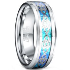 COI Tungsten Carbide Celtic Knots Ring With Crushed Opal-5485