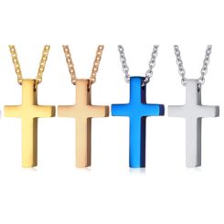 COI Titanium Silver/Rose/Gold Tone/Blue Cross Pendant-5655