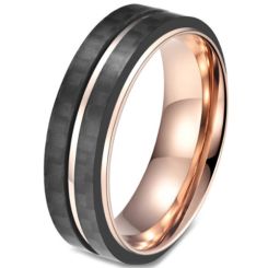 COI Titanium Black Rose Center Grooves Step Edges Ring-5815