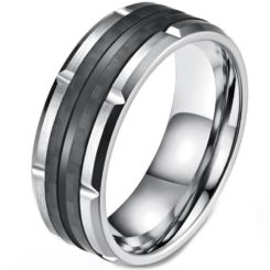 *COI Titanium Black Silver Tire Tread Ring-5819