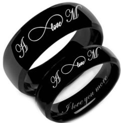 *COI Black Tungsten Carbide Infinity Love Beveled Edges Ring With Custom Engraving-5859