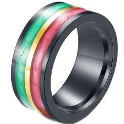 *COI Black Titanium Red Yellow Green Resin Ring-5918