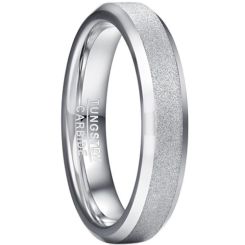 COI Tungsten Carbide Sandblasted Beveled Edges Ring-5927