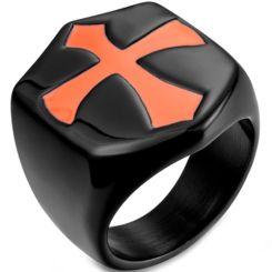 *COI Titanium Black/Gold Tone/Silver Ring With Rose Cross-5989