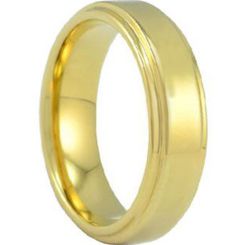 *COI Gold Tone Tungsten Carbide Polished Shiny Step Edges Ring-TG686A