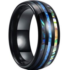 *COI Black Titanium Abalone Shell Dome Court Ring-6911BB