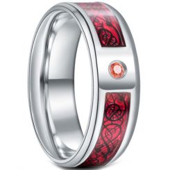 **COI Titanium Dragon Beveled Edges Ring With Created Pink Red Sapphire-6923BB
