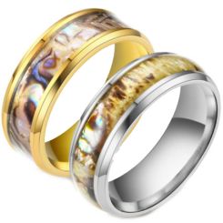 **COI Titanium Gold Tone/Silver Camo Beveled Edges Ring-6975AA