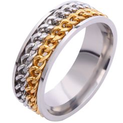 **COI Titanium Gold Tone/Silver/Black Keychain Ring-7044AA