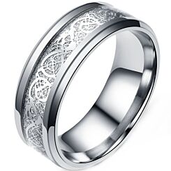 **COI Titanium Meteorite Dragon Beveled Edges Ring-7146BB