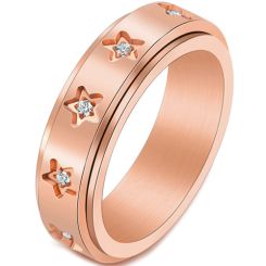 **COI Gold Tone/Silver/Rose Titanium Rotating Ring With Cubic Zirconia-7168BB