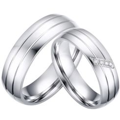 **COI Titanium Double Grooves Couple Wedding Band Ring-7169BB