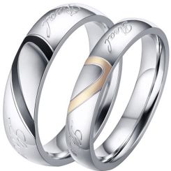 **COI Titanium Black/Rose Silver Real Love Ring With Heart-7173BB