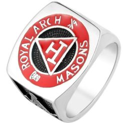 **COI Titanium Black Red Silver Masonic Freemason Ring-7177CC