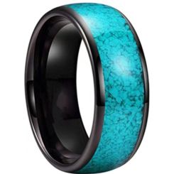 **COI Black Titanium Turquoise Dome Court Ring-7189BB