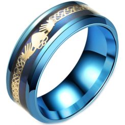 **COI Blue Titanium Mo Anam Cara Claddagh Beveled Edges Ring-7259BB