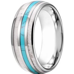 **COI Titanium Dome Court Ring With Meteorite & Turquoise-7264BB