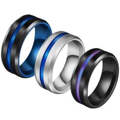 **COI Titanium Center Groove Beveled Edges Ring-7279BB