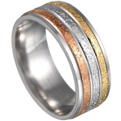 **COI Titanium Rose Gold Tone Silver Sandblasted Ring-7305BB