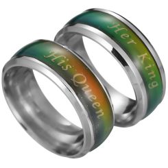 **COI Titanium His Queen Her King Beveled Edges Ring-7307BB