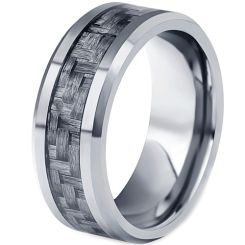 **COI Tungsten Carbide Beveled Edges Ring With Carbon Fiber-7315BB