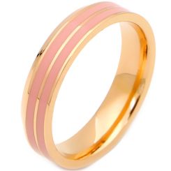 **COI Rose Titanium Pipe Cut Flat Ring With Pink Resin-7336AA