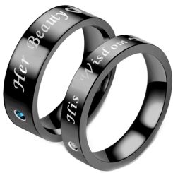 **COI Black Titanium Her Beauty His Wisdom Ring With Cubic Zirconia-7341AA