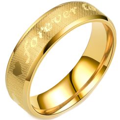 **COI Gold Tone Titanium Forever Love Beveled Edges Ring-7343AA