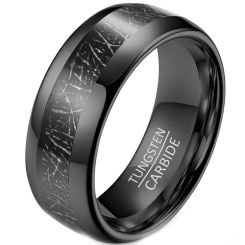 **COI Black Tungsten Carbide Meteorite Dome Court Ring-7445AA