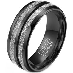 **COI Tungsten Carbide Black/Rose/Silver Meteorite Dome Court Ring-7446AA