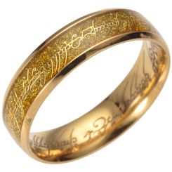 **COI Gold Tone Titanium Lord The Rings Ring Power Beveled Edges Ring-7456AA