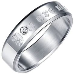 **COI Titanium You Are Mine Beveled Edges Ring With Cubic Zirconia-7469AA
