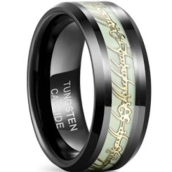 **COI Black Tungsten Carbide Lord The Rings Ring Power Luminous Beveled Edges Ring-7501AA