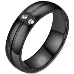**COI Black Titanium Ring With Cubic Zirconia-7557AA