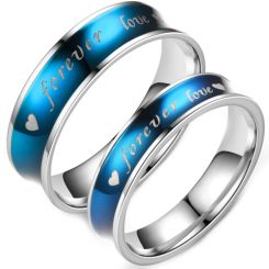 **COI Titanium Blue Silver Concave Forever Love Ring-7585AA