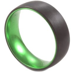 **COI Tungsten Carbide Black Green Dome Court Ring-7649AA