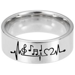 **COI Titanium Heartbeat & Music Pipe Cut Flat Ring-7736AA