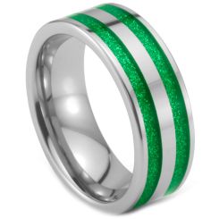 **COI Tungsten Carbide Green Meteorite Ring-7758AA