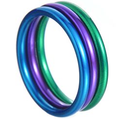 **COI Titanium Blue Purple Green Dome Court Ring-7763AA(A Set with Three Rings)