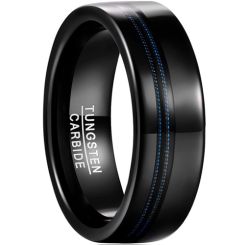**COI Tungsten Carbide Black Blue Ring With Wire-7794BB