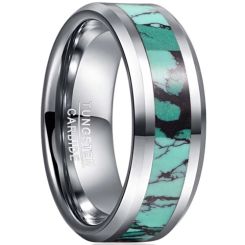 **COI Tungsten Carbide Black Green Camo Beveled Edges Ring-7837AA